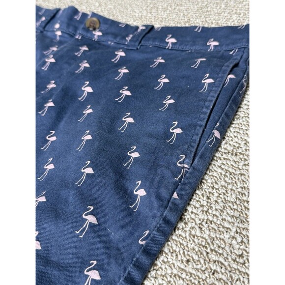 J. Crew Shorts Men's 32 Navy Blue Pink Flamingo All Over Golf Chino Stretch 9" - Picture 2 of 8